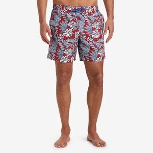 Eddie Bauer Men’s Tropical Red and Blue Swim Trunks Size XL